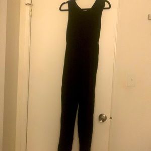 Lace top black jumper pantsuit